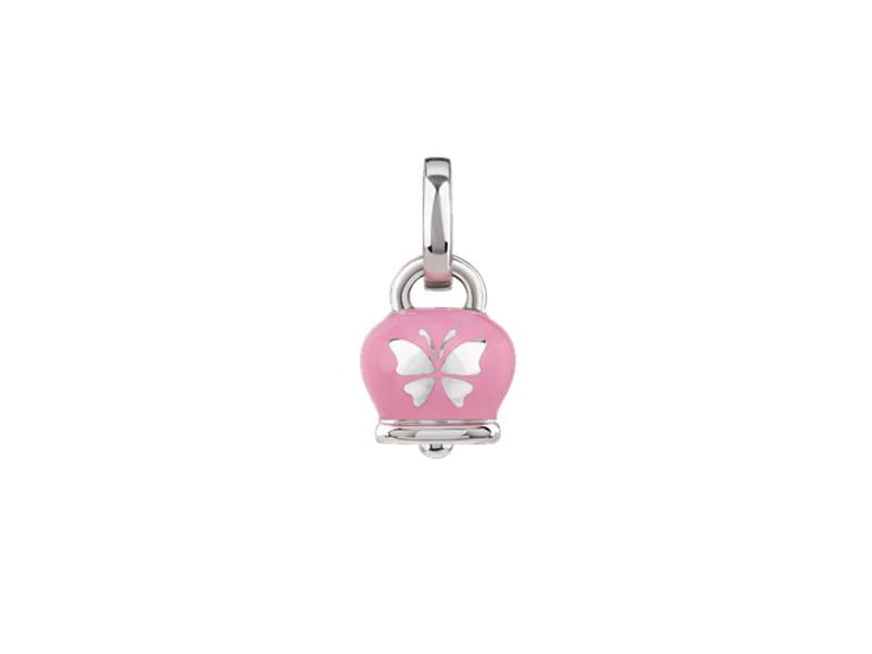 SMALL SILVER PENDANT CAMPANELLA (BELL) WITH PINK ENAMEL ET VOILA 'CHANTECLER 41886